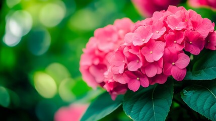 Fototapeta premium Vibrant Pink Hydrangea Blooms Close Up Nature Photography