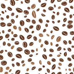 Obraz premium seamless pattern Realistic and artistic illustrations of coffee beans, brewing equipment, coffee cups for background or wallpaper