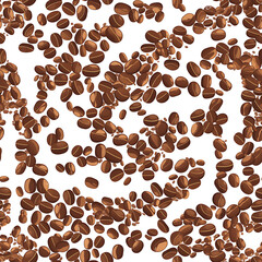 Obraz premium seamless pattern Realistic and artistic illustrations of coffee beans, brewing equipment, coffee cups for background or wallpaper