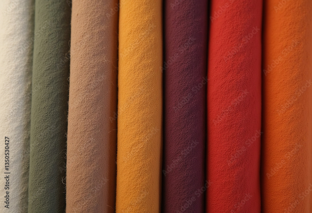 Poster a stunning array of multicolored suede samples showcases rich textures and warm tones in a stylish t