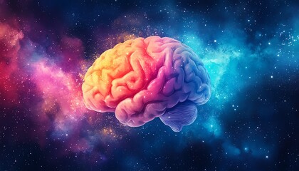 A hyperdetailed watercolor brain illustration