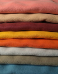 A stunning display of multicolored suede samples is arranged in neat layers, showcasing a palette of warm and cool tones perfect for fashion or interior design projects Generative AI