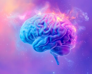 A mesmerizing watercolor art of a human brain