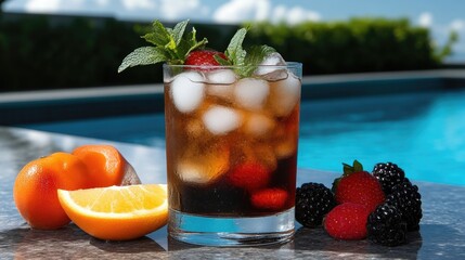 Refreshing summer cocktail by the pool