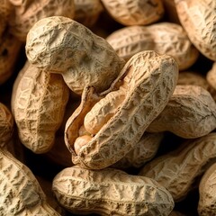 Fototapeta premium Close-up of Roasted Peanuts in Shells, Detailed Texture