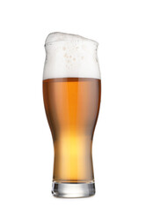 Glass of fresh beer with foam isolated on white