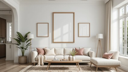 Bright And Cozy Living Room Interior With Minimalist Design And Natural Light In Modern Home