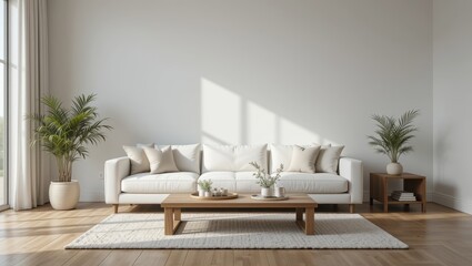 Bright And Spacious Living Room With Neutral Tones And Modern Furniture Arrangement