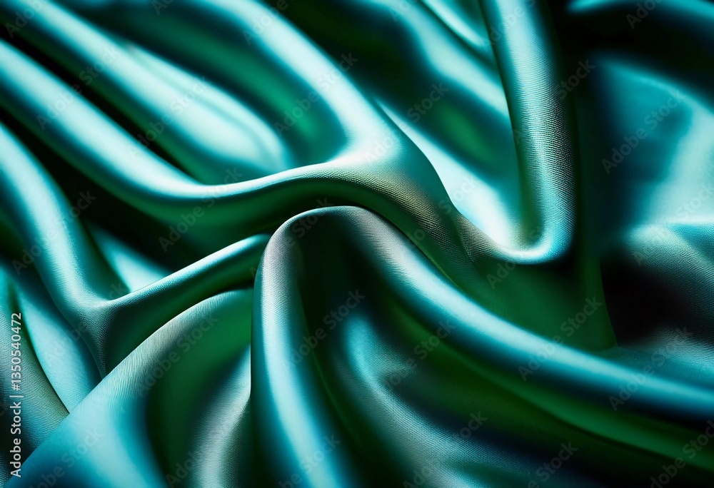Poster delicate folds of luxurious silk cascade in gentle waves, creating a mesmerizing display of rich tur