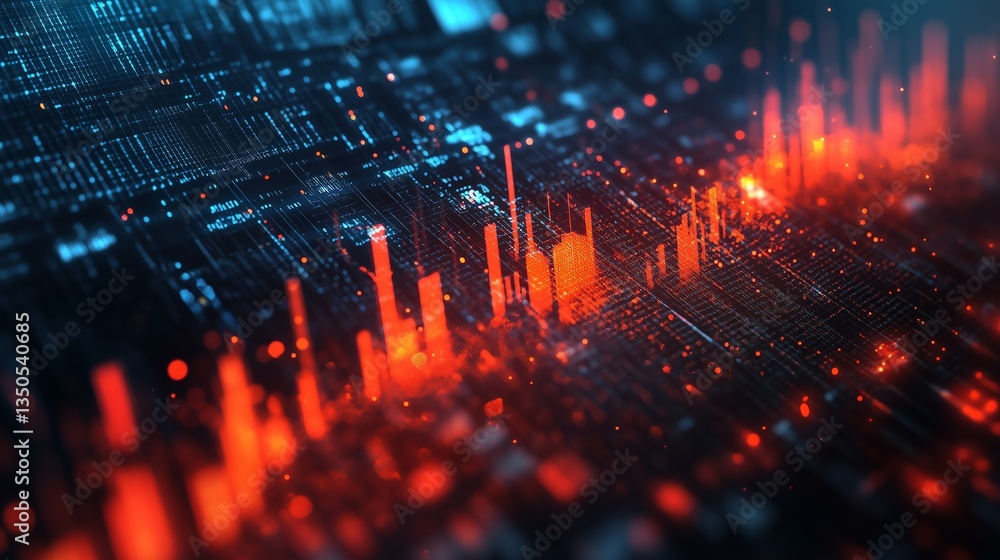 Aufkleber 3d financial data chart background - modern and clean design for business analysis and statistics pr
