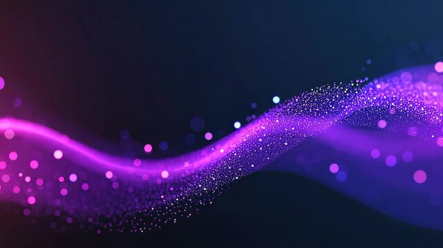 Looping Animation Abstract Background with Binary Code Cascading Down a Dark Digital Stream in Vibrant Blue and Purple Tones Representing Data Flow and Encryption in a Futuristic Technology Concept