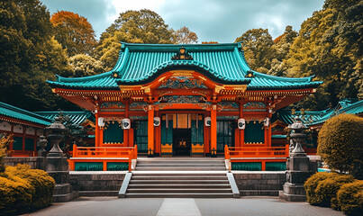 Fototapeta premium Meiji Jingu Shrine, Tokyo, Japan Autumn foliage
