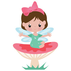 Cute little  garden fairy  vector cartoon illustration