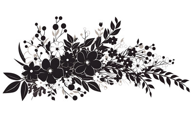 Naklejka premium Creative 2D Doodle Floral Illustrations on White Background