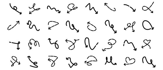 Decoration in pictures by hand, a variety of arrow drawings
