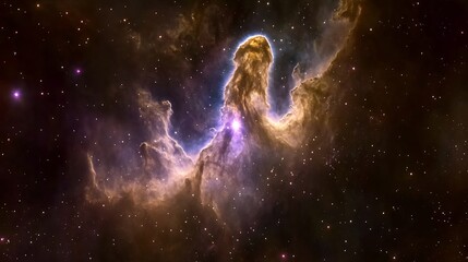Fototapeta premium Star being born inside a nebula with swirling plasma and energy waves forming a new celestial body