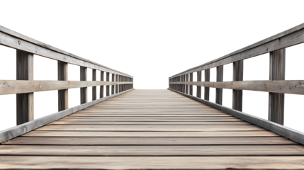 A wooden walkway on transparent background