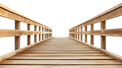 Wooden boardwalk on transparent background