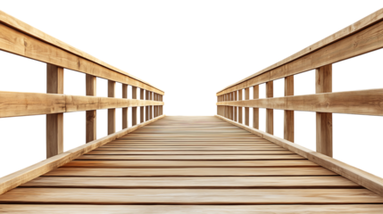 Wooden boardwalk on transparent background