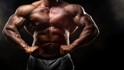 Fototapeta premium Witness the strength of a sculpted physique. 
