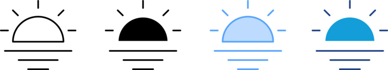 Sunset Icon Set Multiple Style Collection