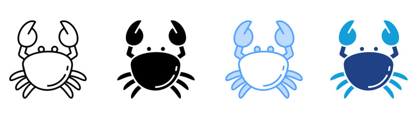 Crab Icon Set Multiple Style Collection