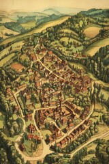 Obraz premium Vintage map highlighting the picturesque village of Anhée located in Belgium.