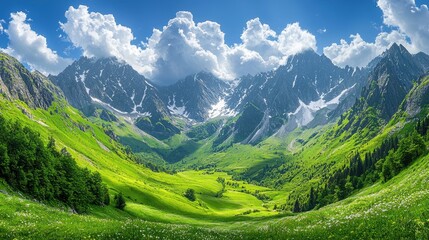 Obraz premium Majestic Mountain Valley Landscape.