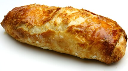 Golden Brown Artisan Bread Loaf Freshly Baked and Ready for Enjoyment on White Background