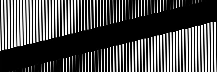 Minimal Black and White Background with Arrow Pointing Right. Striped Transition from Black to White Abstract Strict Lines. Simple Pattern. Vector Illustration.