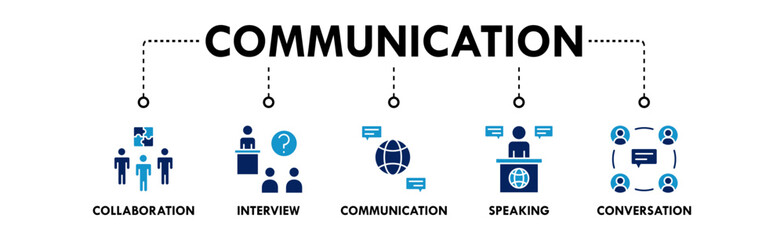 Communication banner web icon illustration concept with icon of collaboration, interview, communication, speaking, and conversation