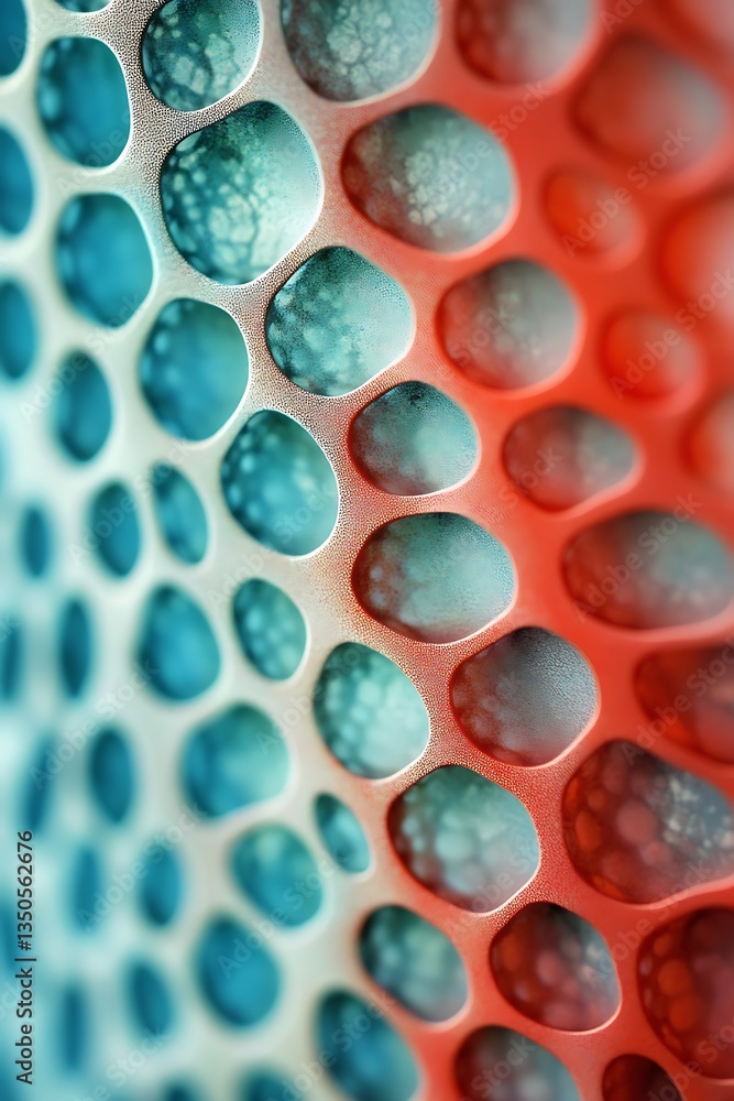 Poster subtle hexagonal pattern background in coral, mint, and blue – empty template for web banner or birt