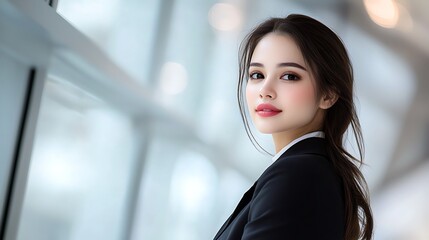 Woman in Business Outfit by Window