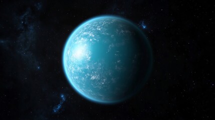 Obraz premium Alien planet with floating landmasses orbiting a pulsar bathed in intense blue radiation