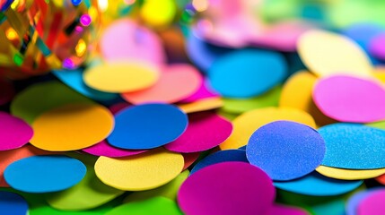 Colorful Confetti Scatter in Various Shapes Creating a Vibrant Festive Atmosphere at a Celebration