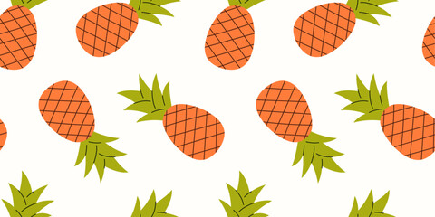 Vector seamless pattern of cartoon pineapples