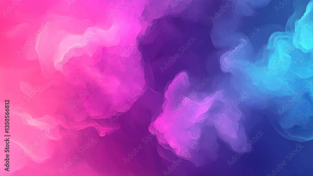 Poster looping animation vibrant colorful abstract fractal patterns in pink and blue tones for modern artis