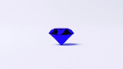 Brilliant Blue Diamond Gemstone Showcasing Reflection and Sparkle on Minimalist Background