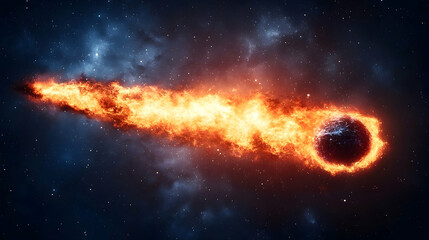 Obraz premium Burning planet hurtling through space