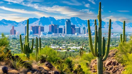 beautiful skyline view of the city Phoenix Arizona 