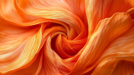 Vibrant orange flower petals swirling gracefully, creating a mesmerizing abstract background