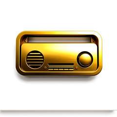Fototapeta premium Radio gold metal icon on white background. Generative AI