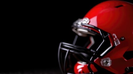 Close-up of a red football helmet