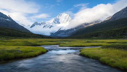 Majestic Mountain River Landscape.