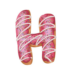 Sweet Pink Birthday Cake and Donut Number – Cute Alphabet Decoration for Anniversary and Celebration Letter H