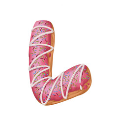 Sweet Pink Birthday Cake and Donut Number – Cute Alphabet Decoration for Anniversary and Celebration Letter L