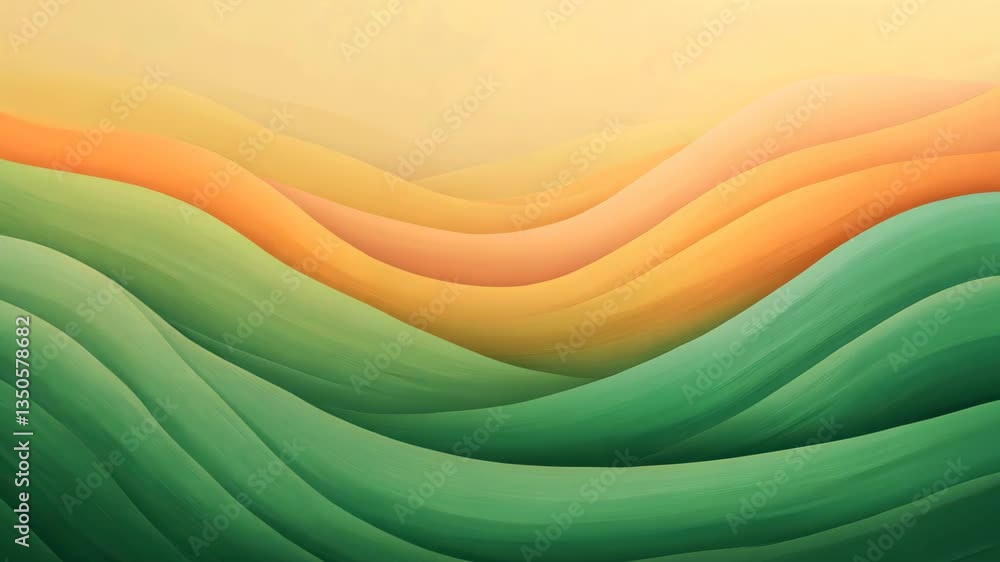 Poster looping animation abstract landscape with flowing lines and gradients in soft warm hues of orange an