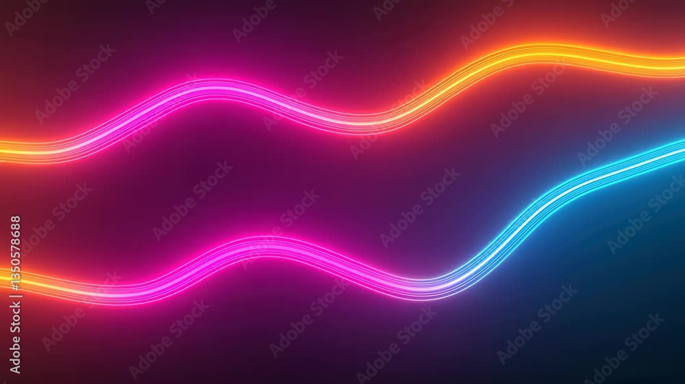 Poster looping animation vibrant neon circuit illustration with colorful glow featuring abstract wave patte