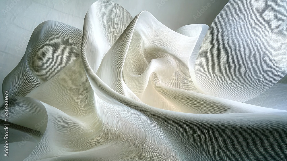 Poster luxurious abstract white and gray flowing texture, soft undulating waves creating a dynamic backgrou