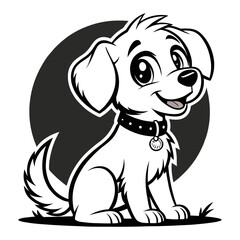 Cute Cartoon White Dog Sitting, Perfect for Children's Products